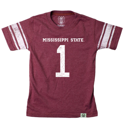 Mississippi State Bulldogs Wes and Willy Youth Boys College Short Sleeve Jersey T-Shirt
