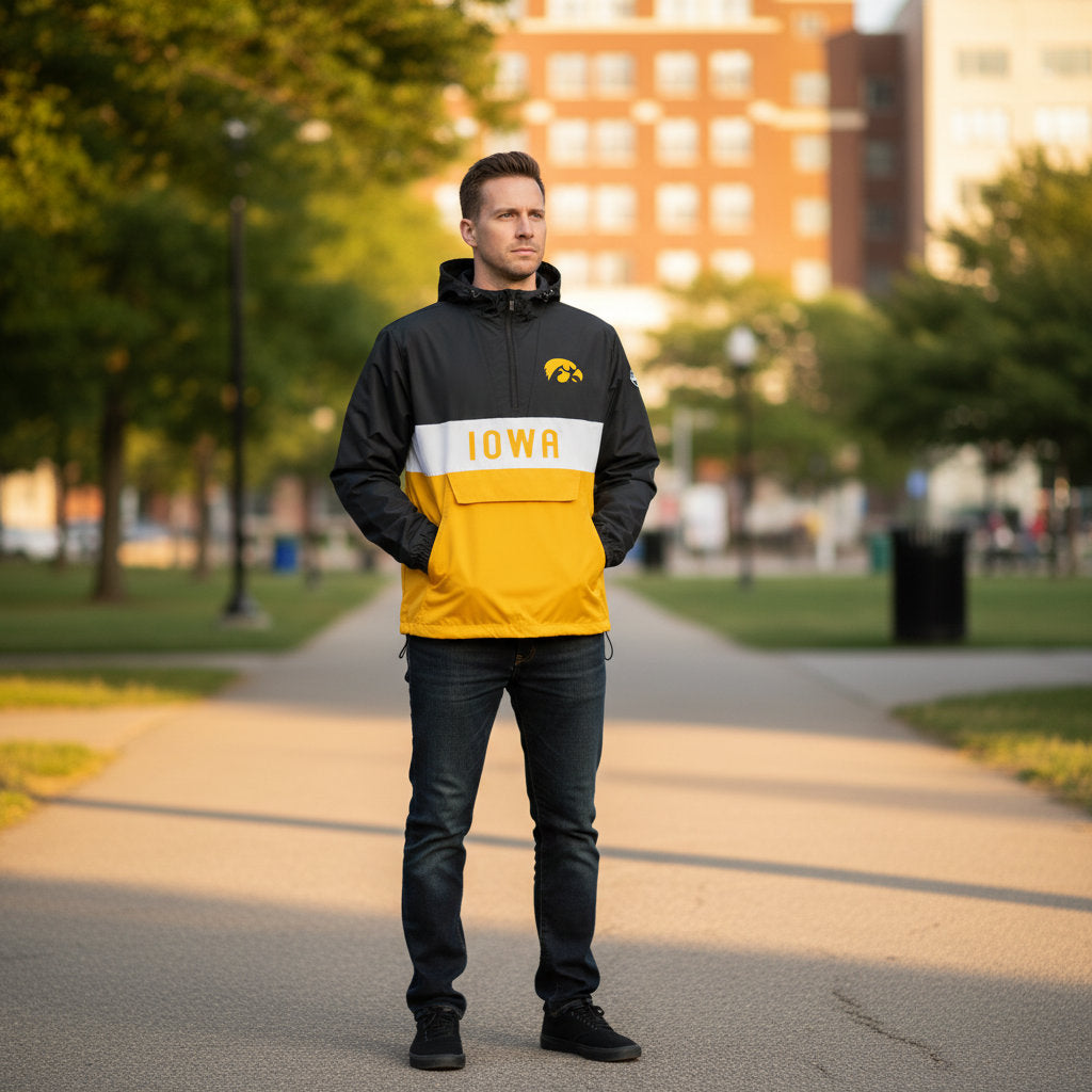 Iowa Hawkeyes Franchise Club Mens NCAA Alpha Anorak Jacket