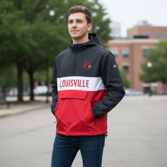 Louisville Cardinals Franchise Club Mens NCAA Alpha Anorak Jacket