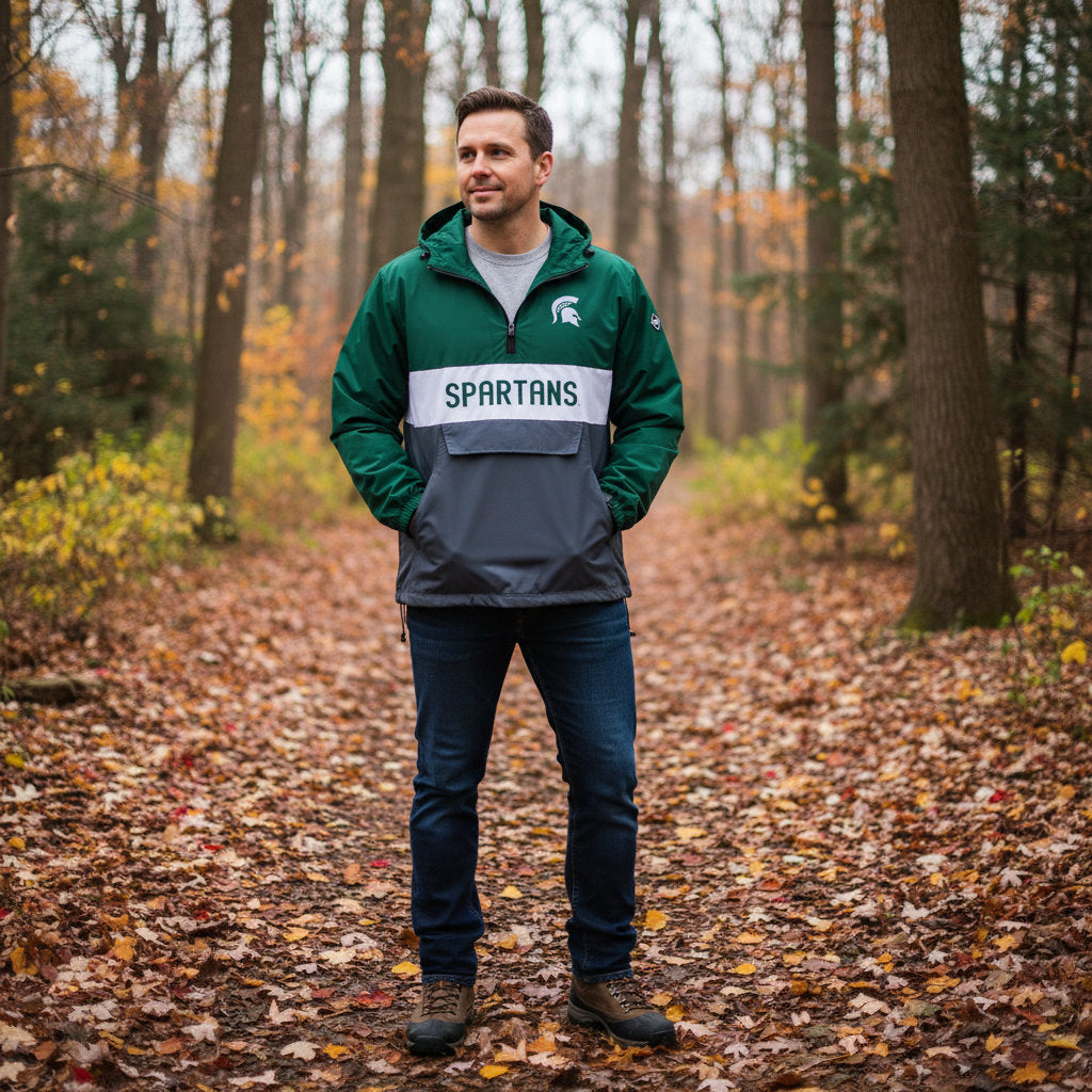Michigan State Spartans Franchise Club Mens NCAA Alpha Anorak Jacket