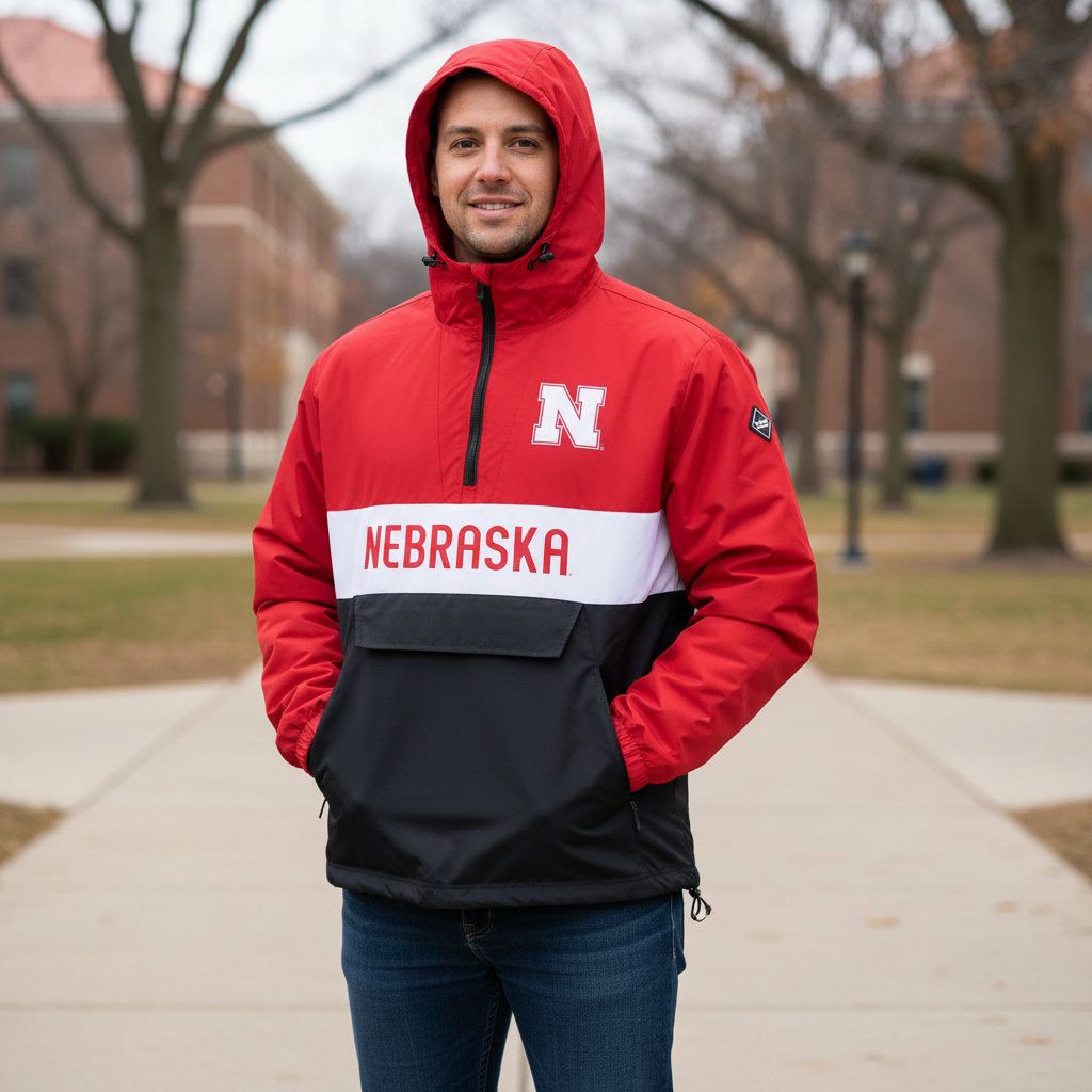Nebraska Cornhuskers Franchise Club Mens NCAA Alpha Anorak Jacket Red