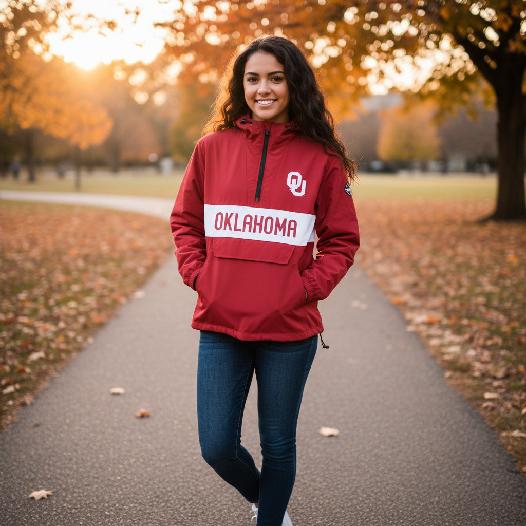 Oklahoma Sooners Franchise Club Mens NCAA Alpha Anorak Jacket