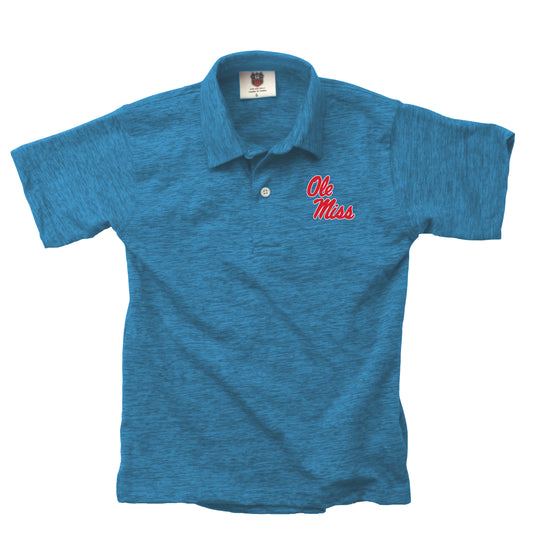 Ole Miss Rebels Wes and Willy Youth Boys Cloudy Yarn College Short Sleeve Polo