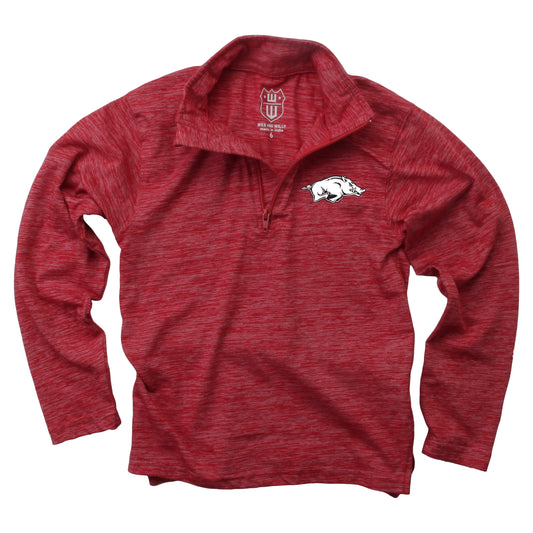 Arkansas Razorbacks Wes and Willy Youth Boys Cloudy Yarn Long Sleeve College Quarter Zip