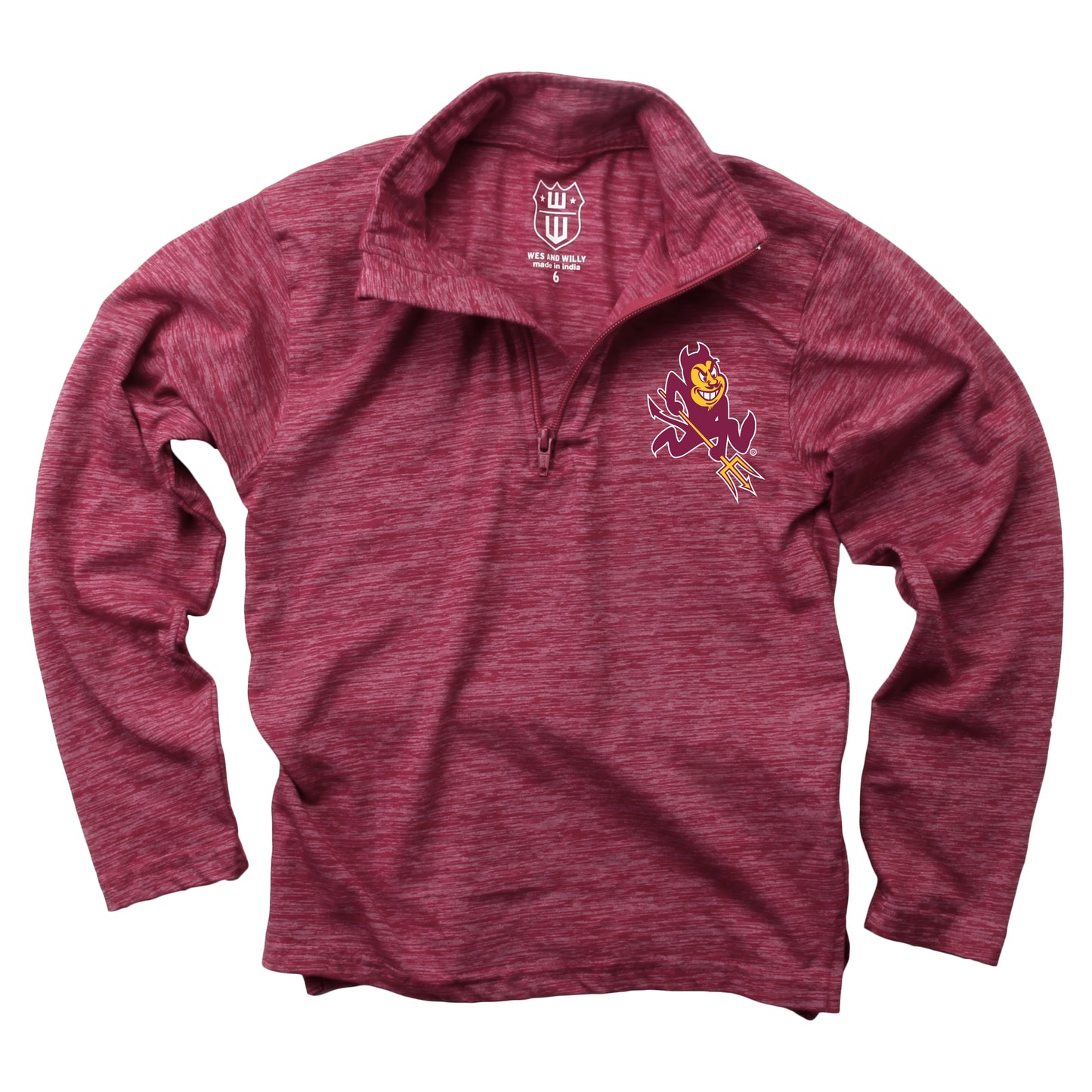 Arizona State Sun Devils Wes and Willy Youth Boys Cloudy Yarn Long Sleeve College Quarter Zip