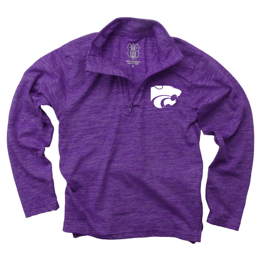 Kansas State Wildcats Wes and Willy Youth Boys Cloudy Yarn Long Sleeve College Quarter Zip