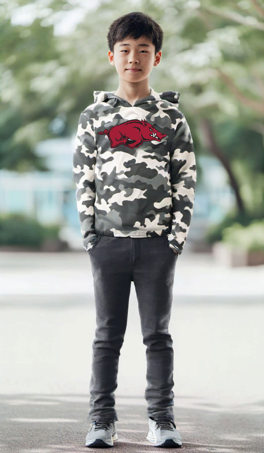 Arkansas Razorbacks Wes and Willy Toddler Kids and Youth Long Sleeve Camo Hooded T-Shirt