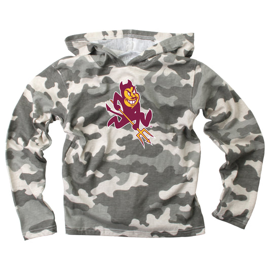 Arizona State Sun Devils Wes and Willy Toddler Kids and Youth Long Sleeve Camo Hooded T-Shirt