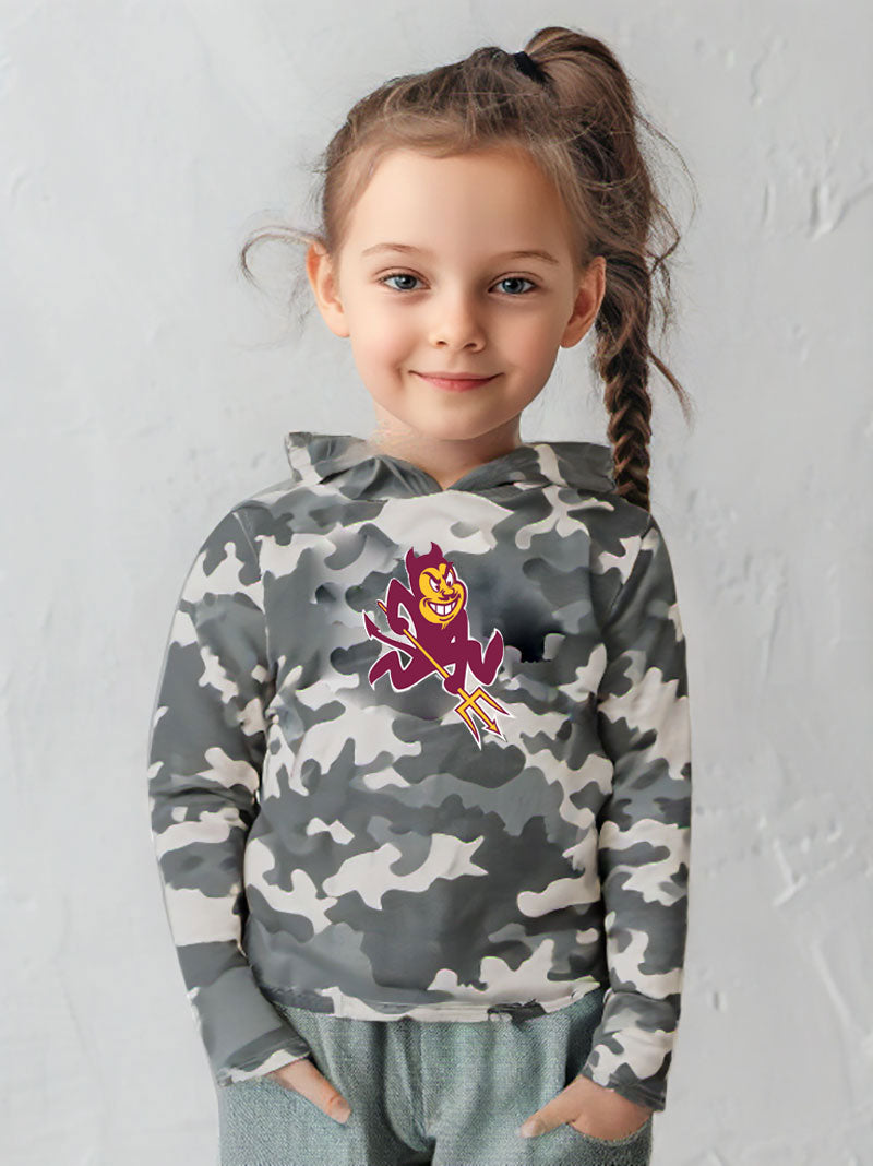 Arizona State Sun Devils Wes and Willy Toddler Kids and Youth Long Sleeve Camo Hooded T-Shirt
