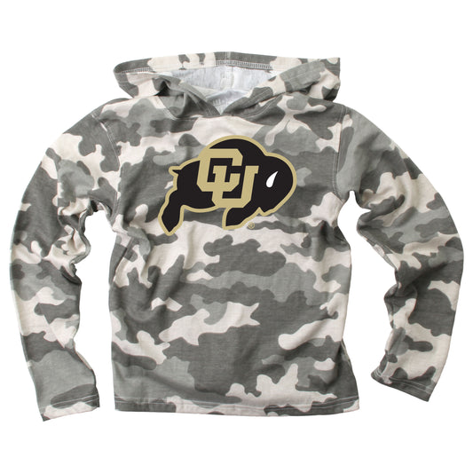 Colorado Buffaloes Wes and Willy Youth Boys Long Sleeve Camo Hooded T-Shirt