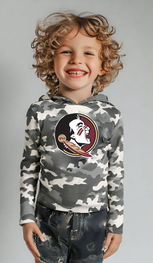 Florida State Seminoles Wes and Willy Toddler Kids and Youth Long Sleeve Camo Hooded T-Shirt