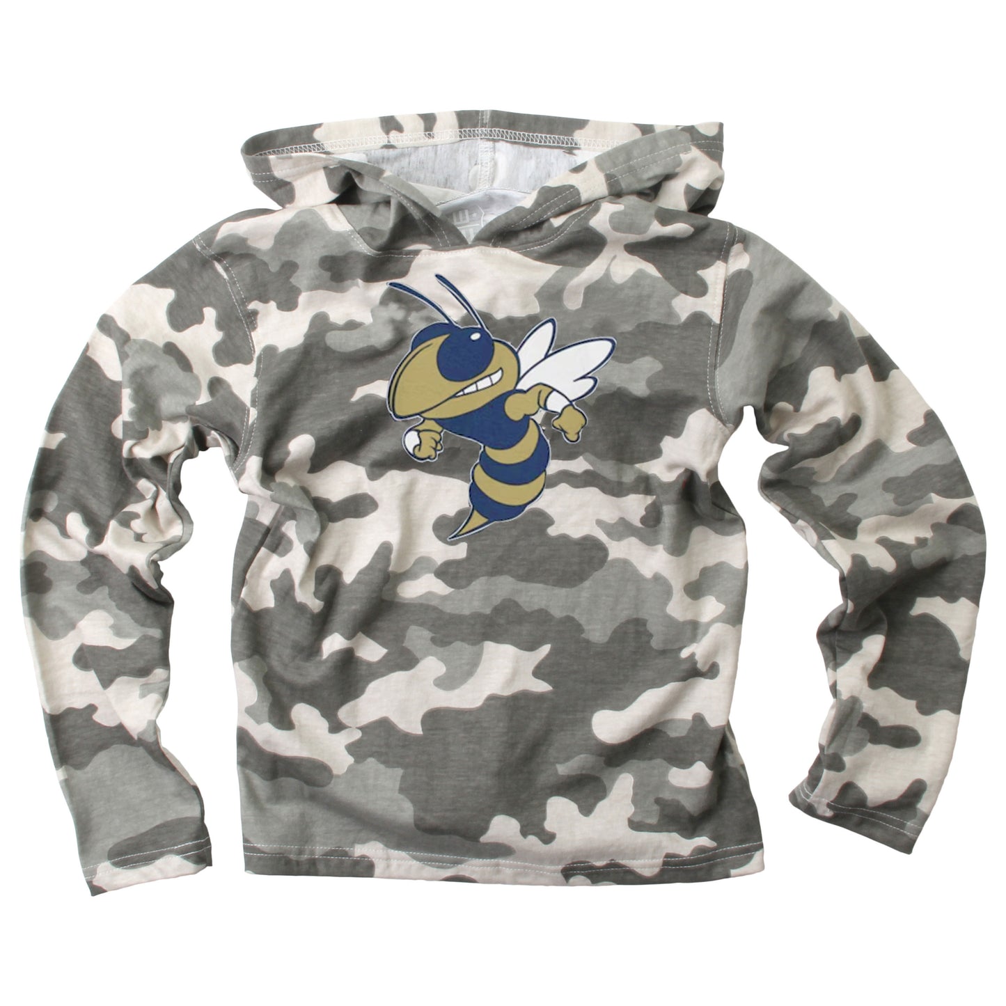 Georgia Tech Wes and Willy Youth Long Sleeve Camo Hooded T-Shirt