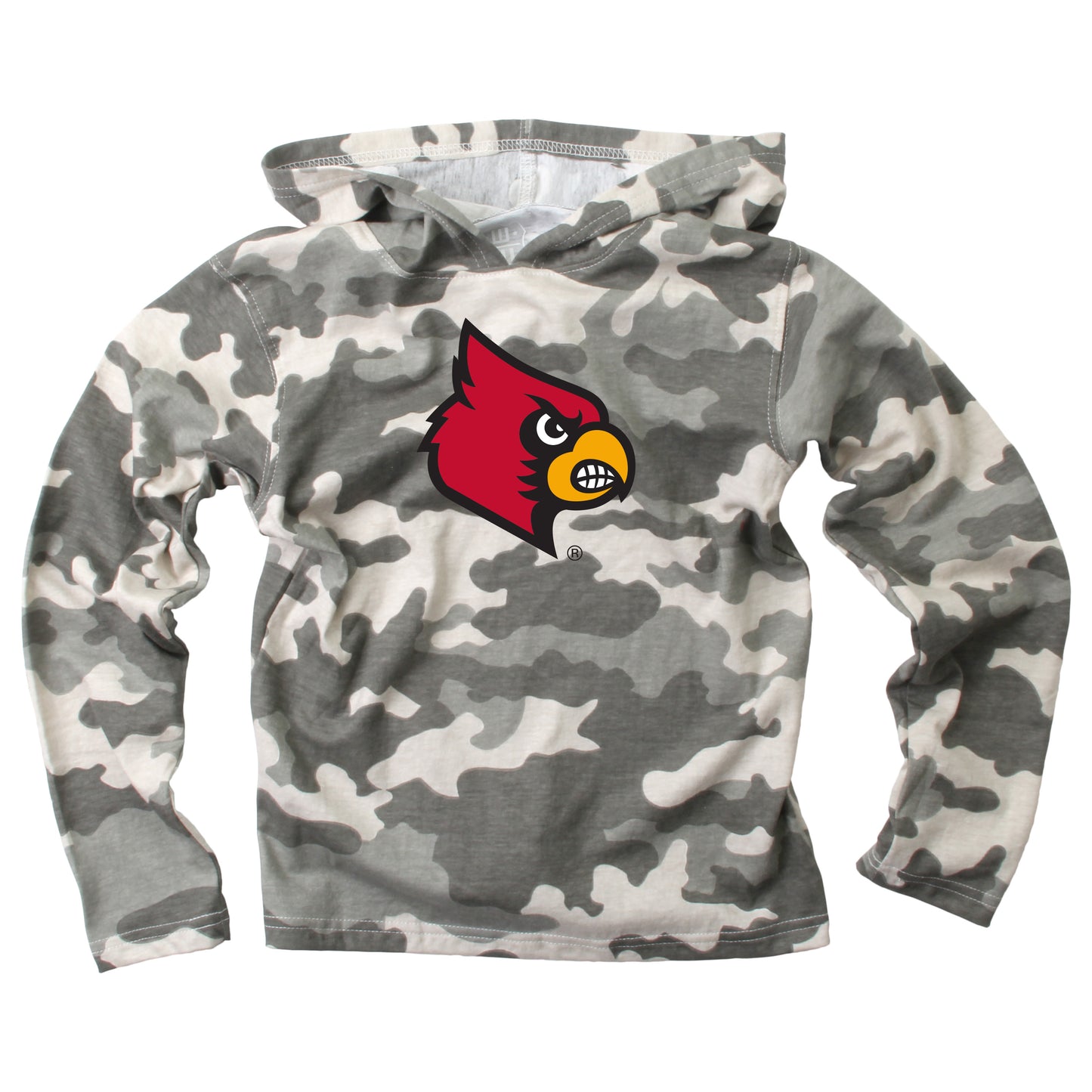 Louisville Cardinals Wes and Willy Youth Long Sleeve Camo Hooded T-Shirt