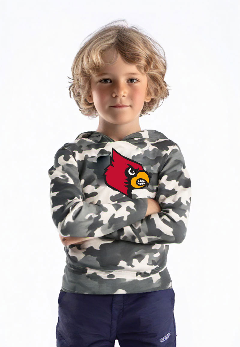 Louisville Cardinals Wes and Willy Youth Long Sleeve Camo Hooded T-Shirt