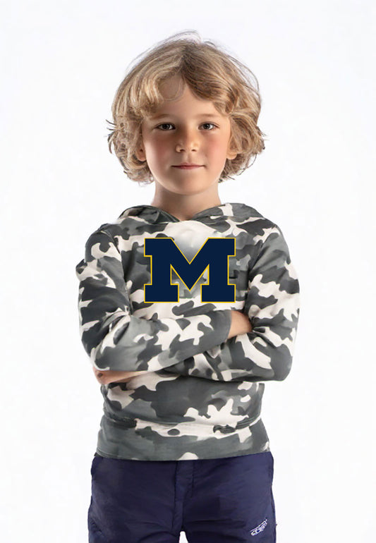 Michigan Wolverines Wes and Willy Toddler Kids and Youth Long Sleeve Camo Hooded T-Shirt