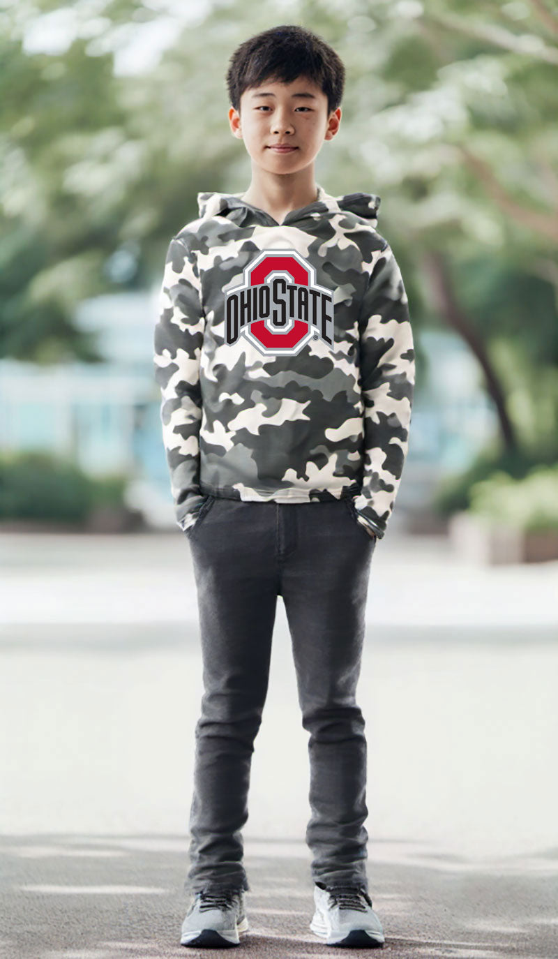 Ohio State Buckeyes Wes and Willy Toddler Kids and Youth Long Sleeve Camo Hooded T-Shirt