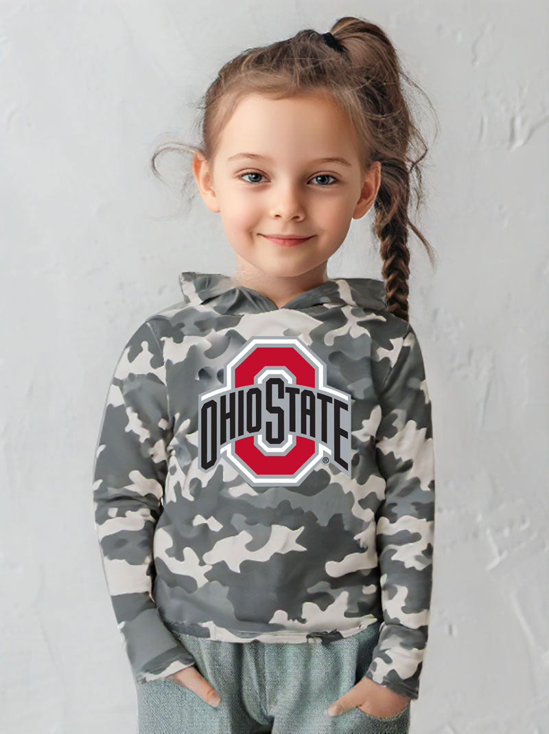 Ohio State Buckeyes Wes and Willy Toddler Kids and Youth Long Sleeve Camo Hooded T-Shirt