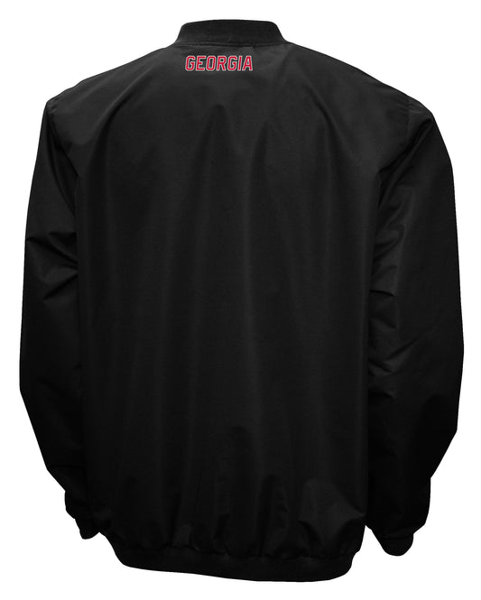 Georgia Bulldogs Franchise Club Men's Big Logo Windshell V-Neck Pullover Jacket Black