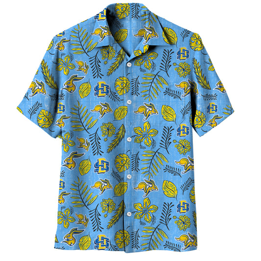 South Dakota State Jackrabbits Wes and Willy Mens College Hawaiian Short Sleeve Button Down Shirt Vintage Floral