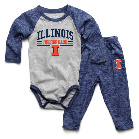 Illinois Fighting Illini Wes and Willy Baby College Team Hopper and Pant Set
