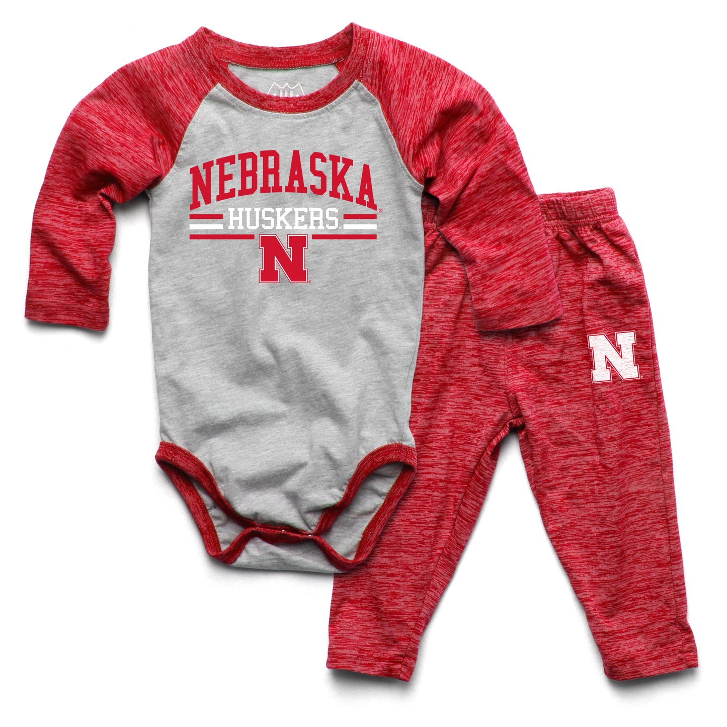 Nebraska Cornhuskers Wes and Willy Baby College Team Hopper and Pant Set