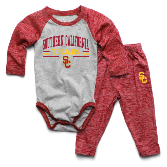 Southern Cal Trojans Wes and Willy Baby College Team Hopper and Pant Set