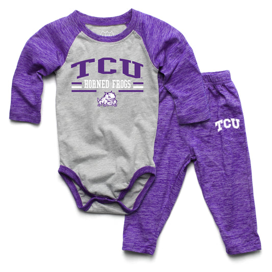 TCU Horned Frogs Wes and Willy Baby College Team Hopper and Pant Set
