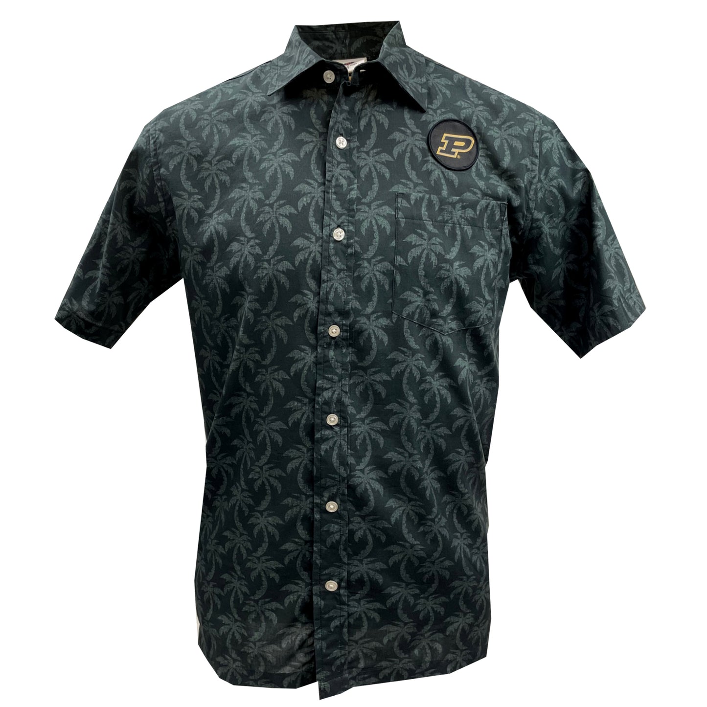 Purdue Boilermakers Wes and Willy Mens Palm Tree Button Up Hawaiian Shirt