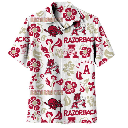 Arkansas Razorbacks Wes and Willy Mens Vault Button Up Hawaiian Shirt