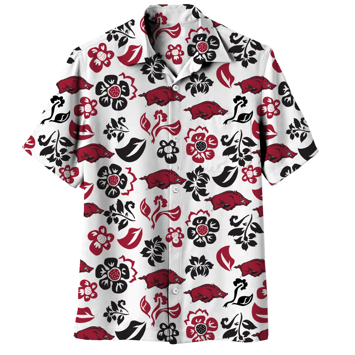 Arkansas Razorbacks Wes and Willy Mens Vault Button Up Hawaiian Shirt
