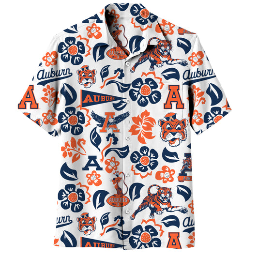Auburn Tigers Wes and Willy Mens Vault Button Up Hawaiian Shirt