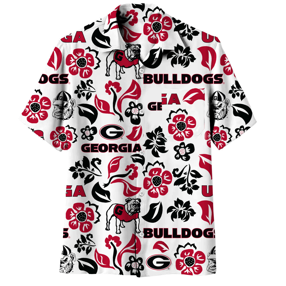 Georgia Bulldogs Wes and Willy Mens Vault Button Up Hawaiian Shirt Unique University Apparel