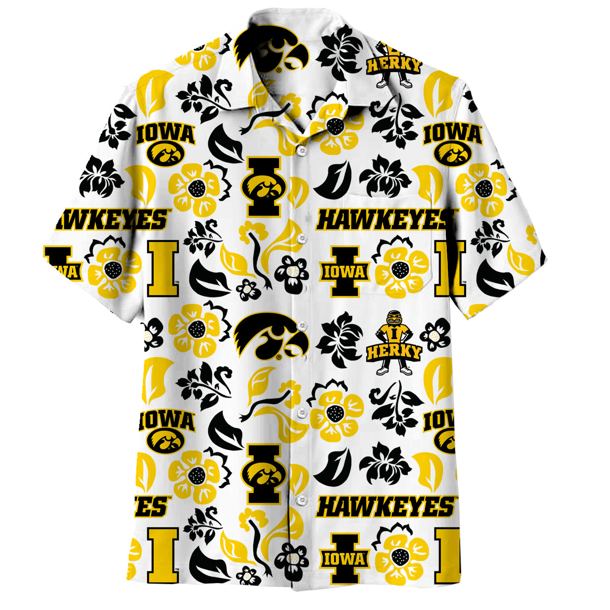 Iowa Hawkeyes Wes and Willy Mens Vault Button Up Hawaiian Shirt