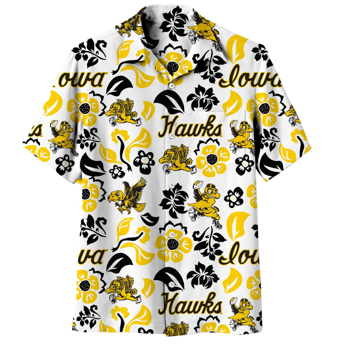 Iowa Hawkeyes Wes and Willy Mens Vault Button Up Hawaiian Shirt