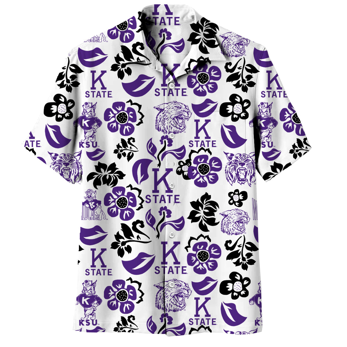 kansas state university gear Kansas State Wildcats Wes and Willy Mens Vault Button Up Hawaiian Shir – Jadgang Inc dba Unique University Apparel