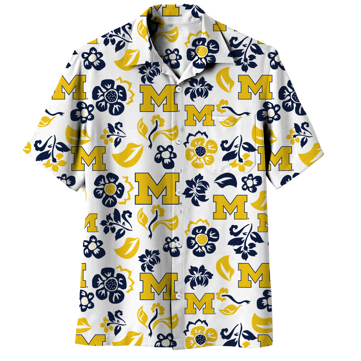 Michigan Wolverines Wes and Willy Mens Vault Button Up Hawaiian Shirt