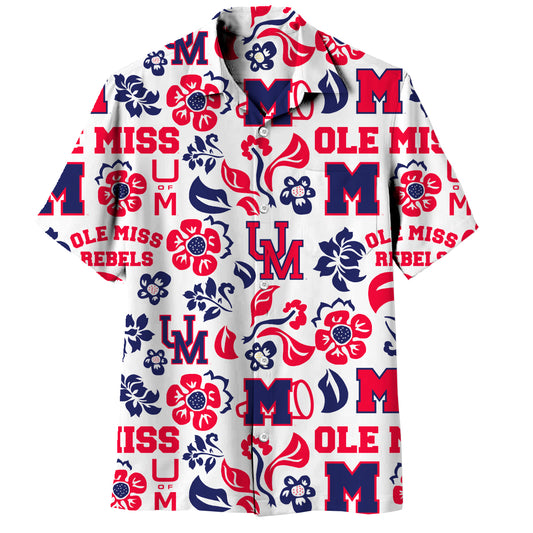 Ole Miss Rebels Wes and Willy Mens Vault Button Up Hawaiian Shirt