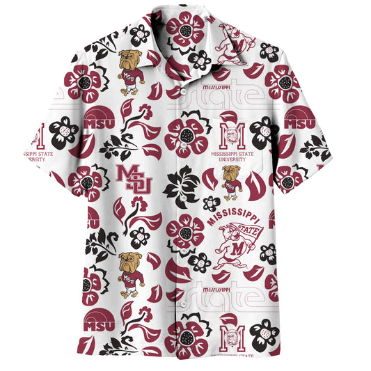 Mississippi State Bulldogs Wes and Willy Mens Vault Button Up Hawaiian Shirt