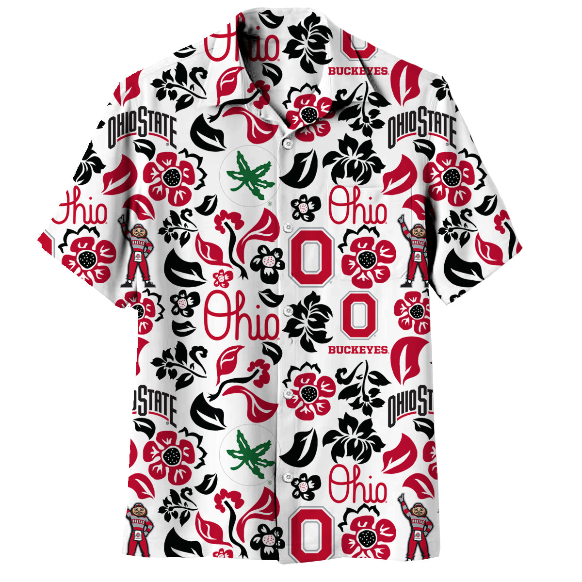 Ohio State Buckeyes Wes and Willy Mens Vault Button Up Hawaiian Shirt