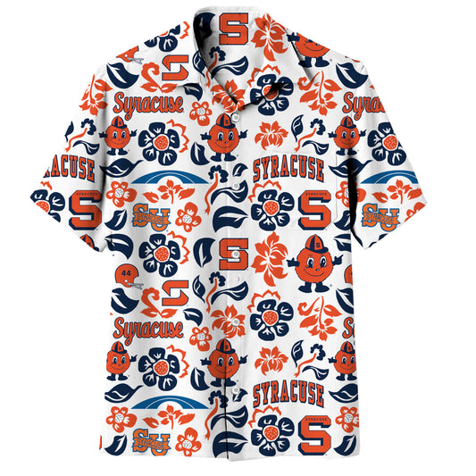 Syracuse Orange Wes and Willy Mens Vault Button Up Hawaiian Shirt