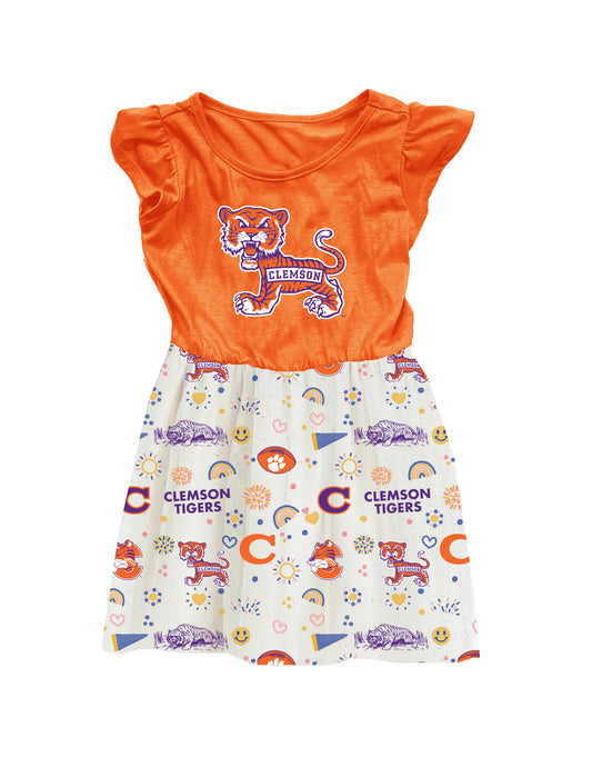 Clemson Tigers Wes and Willy Baby and Little Girls Princess Vault Dress