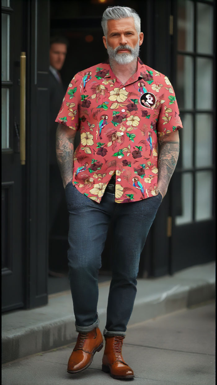 Florida State Seminoles Wes and Willy Tropical Parrot Print Hawaiian Button Up Shirt