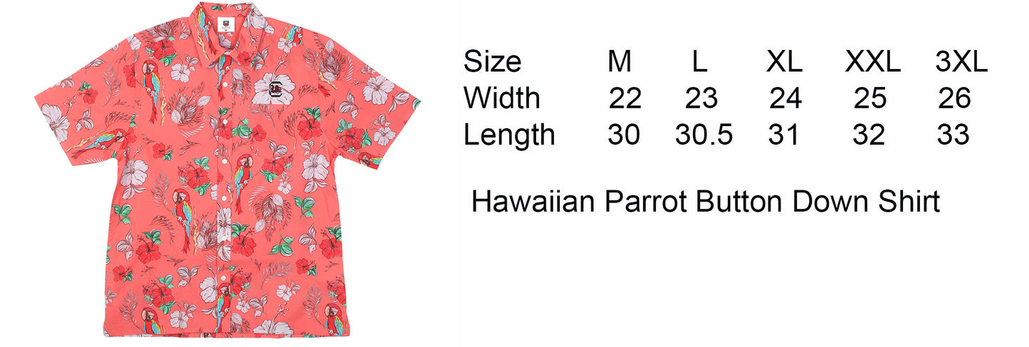 Washington Huskies Wes and Willy Tropical Parrot Print Hawaiian Button Up Shirt
