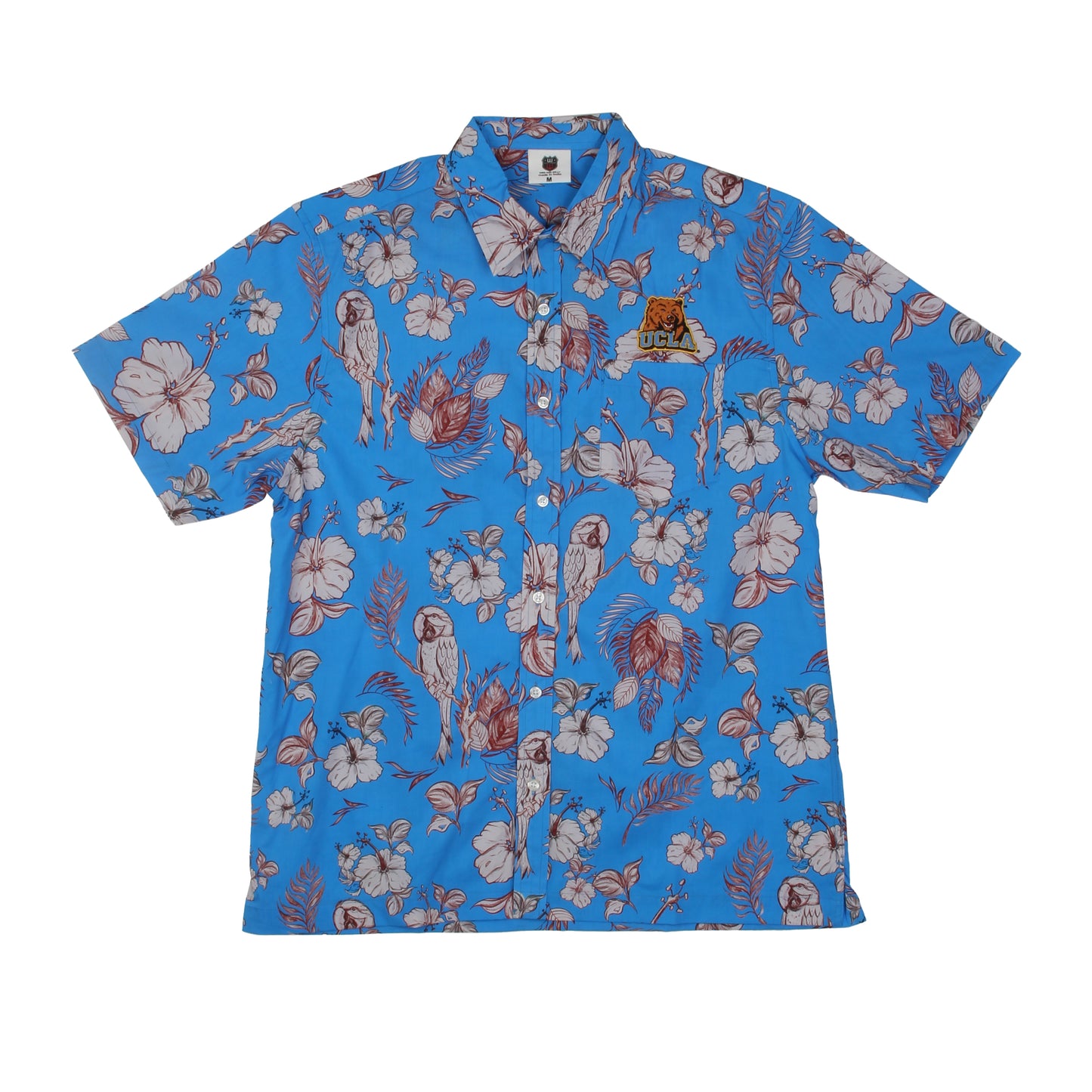UCLA Bruins Wes and Willy Tropical Parrot Print Hawaiian Button Up Shirt