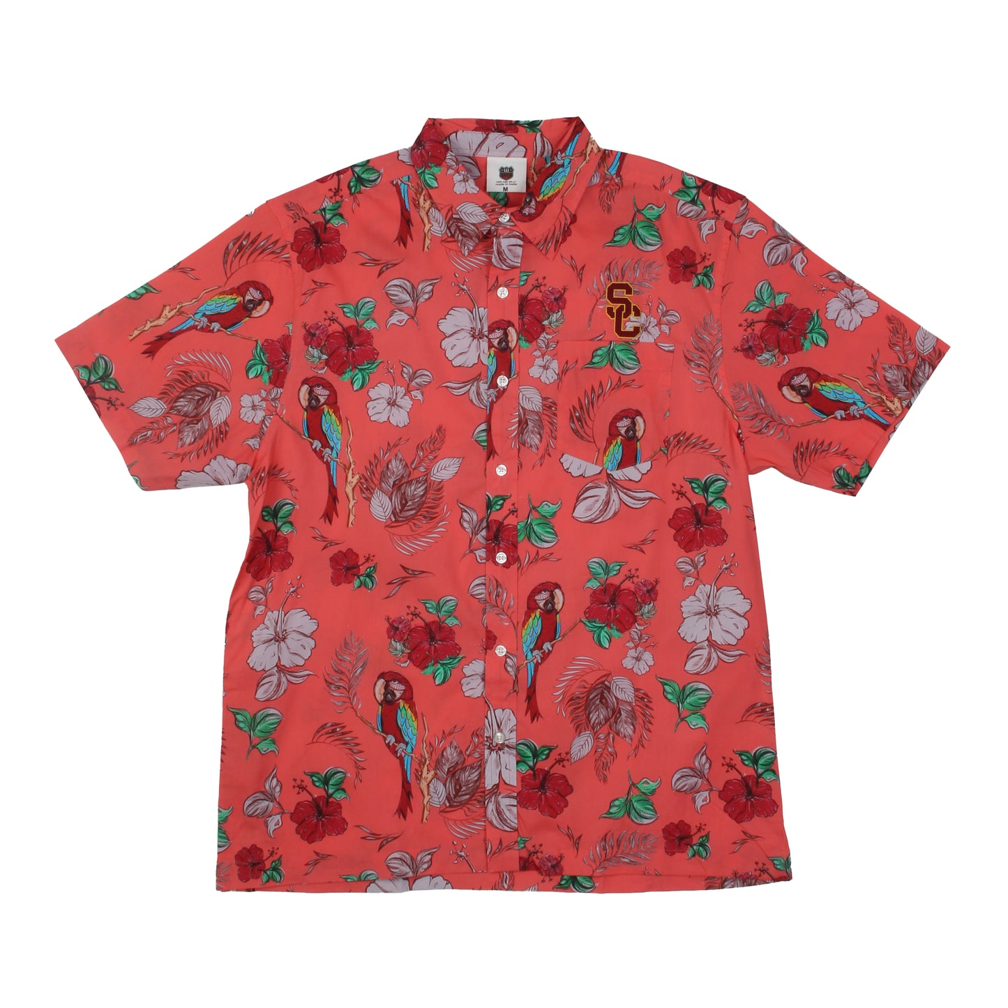 South Carolina Gamecocks Wes and Willy Tropical Parrot Print Hawaiian Button Up Shirt