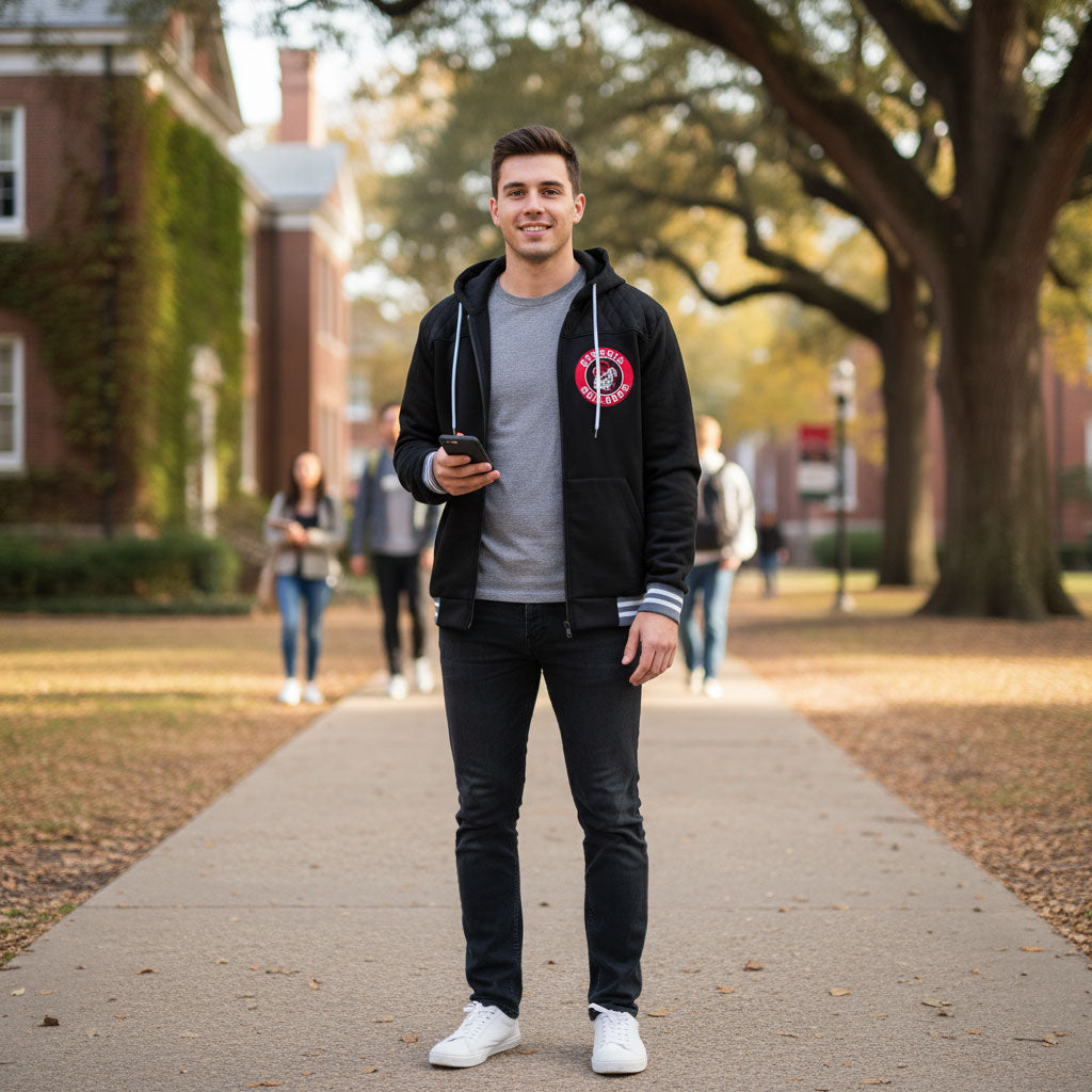 Georgia Bulldogs Mens Walk On Full Zip Hoodie Style Jacket Black