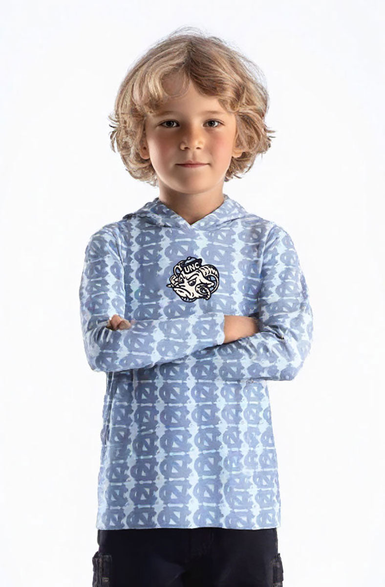 North Carolina Tar Heels Wes and Willy Kids All Over Team Logo Long Sleeve T-Shirt