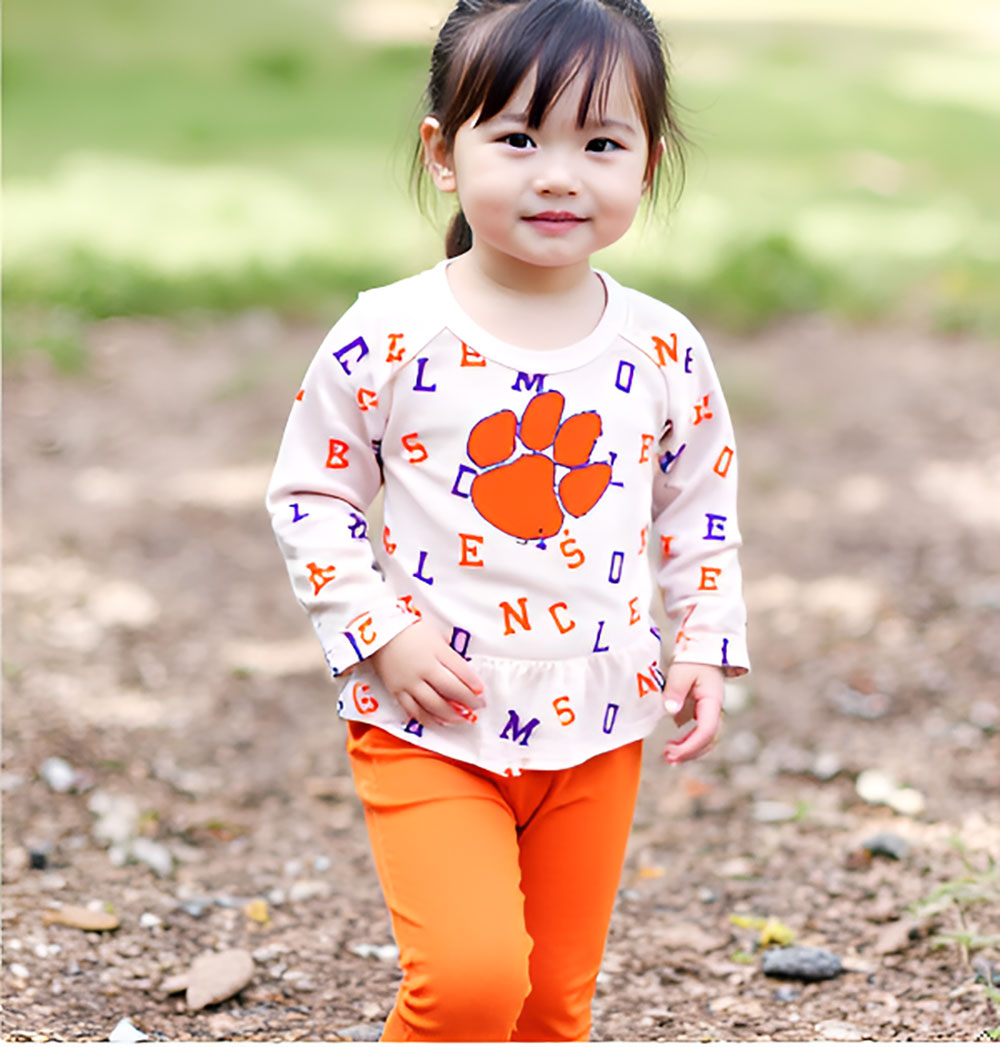 Clemson Tigers Wes and Willy Infant and Toddler Girls All Over Team Logo Outfit