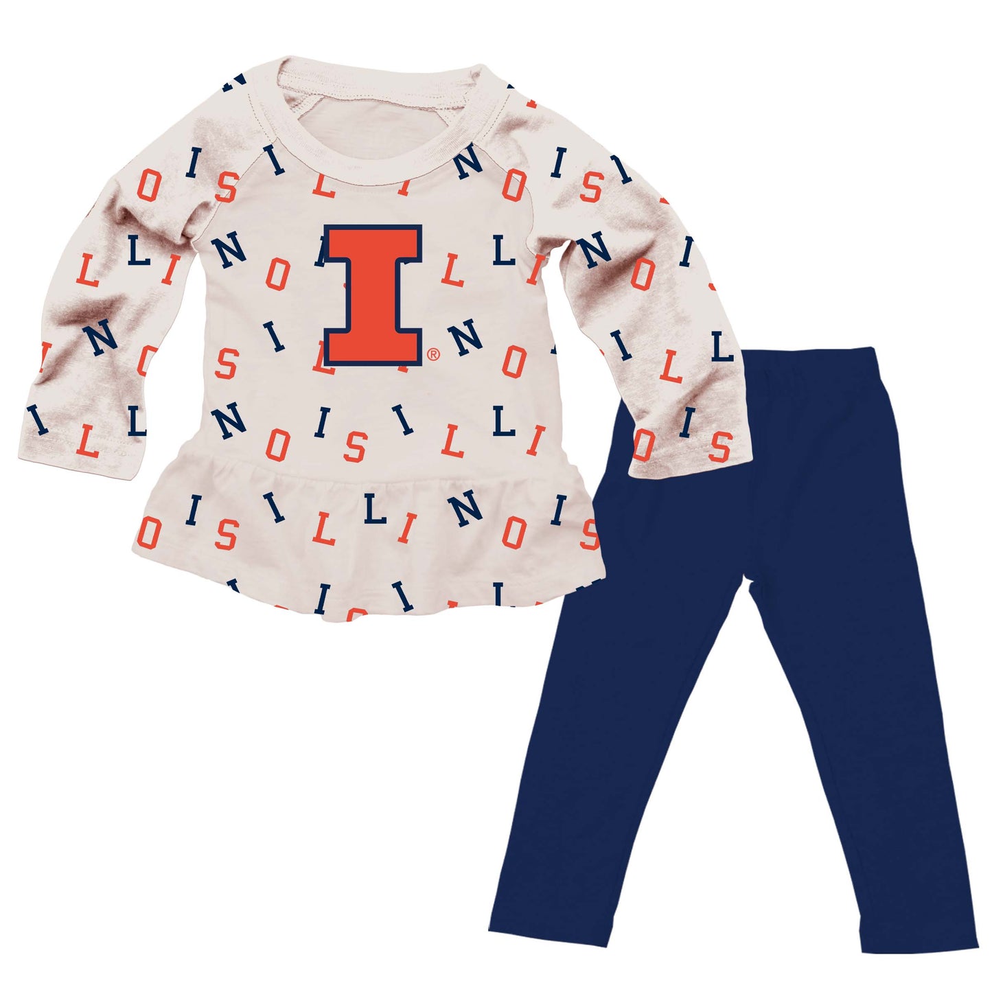 Illinois Fighting Illini Wes and Willy Infant and Toddler Girls All Over Team Logo Outfit