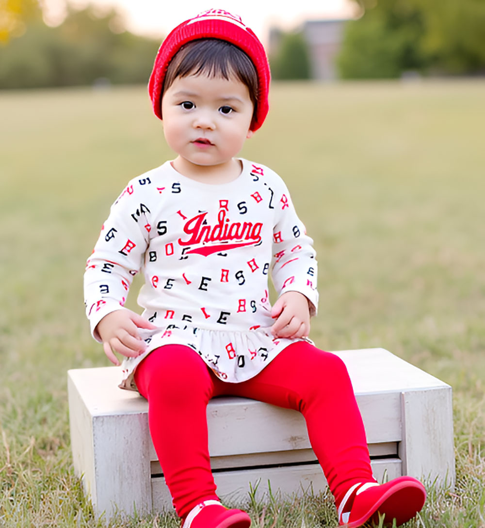 Indiana Hoosiers Wes and Willy Infant and Toddler Girls All Over Team Logo Outfit